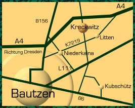 Anfahrtskizze Umgebung Bautzen